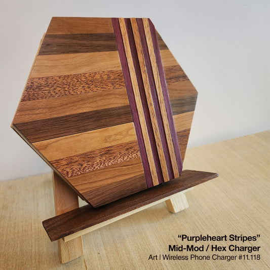 "Purpleheart Stripes" Mid-Mod / Hex / Wireless Phone Charger