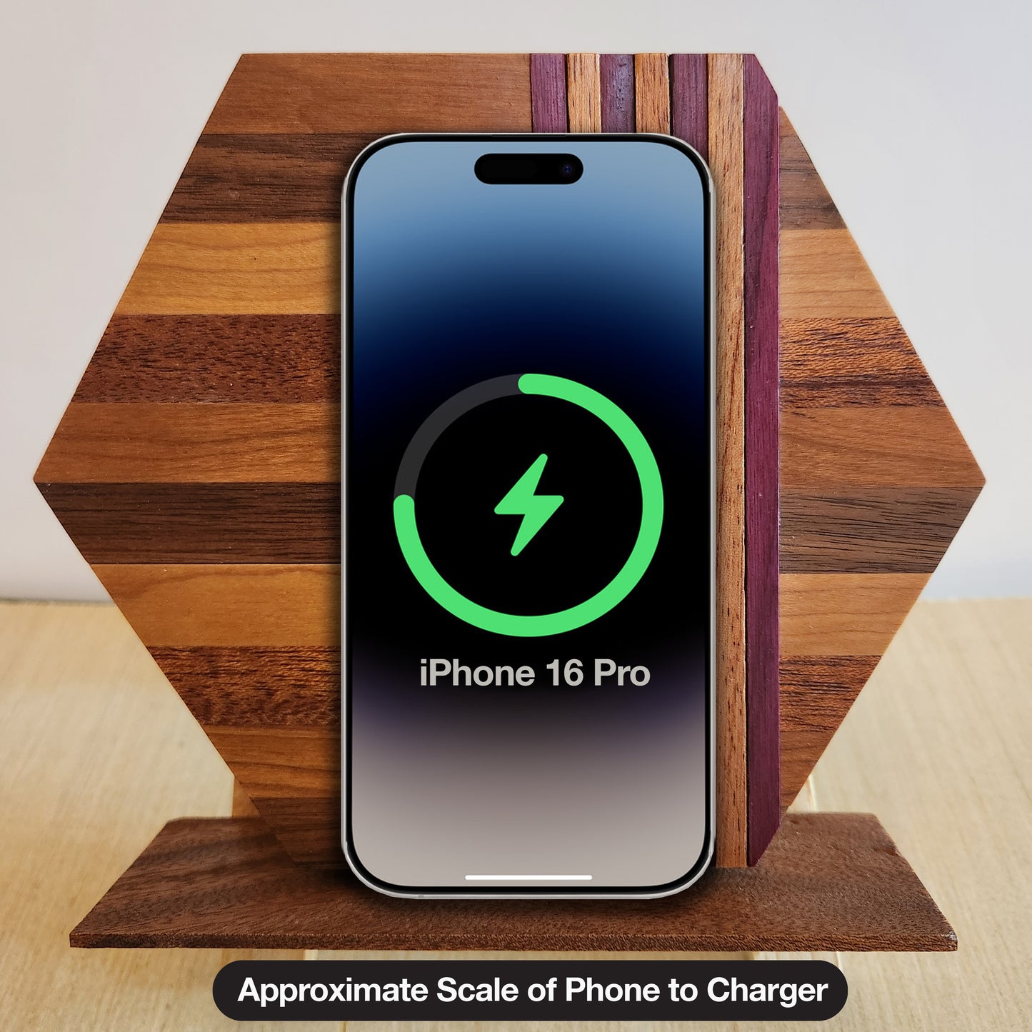 "Purpleheart Stripes" Mid-Mod / Hex / Wireless Phone Charger
