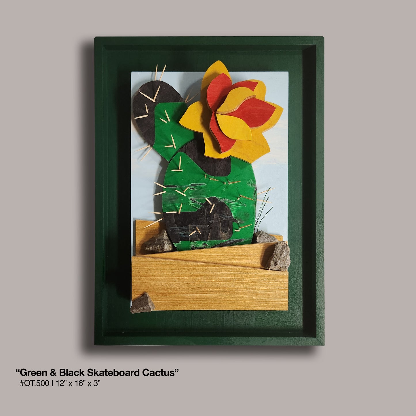 "Green and Black Skateboard Cactus"