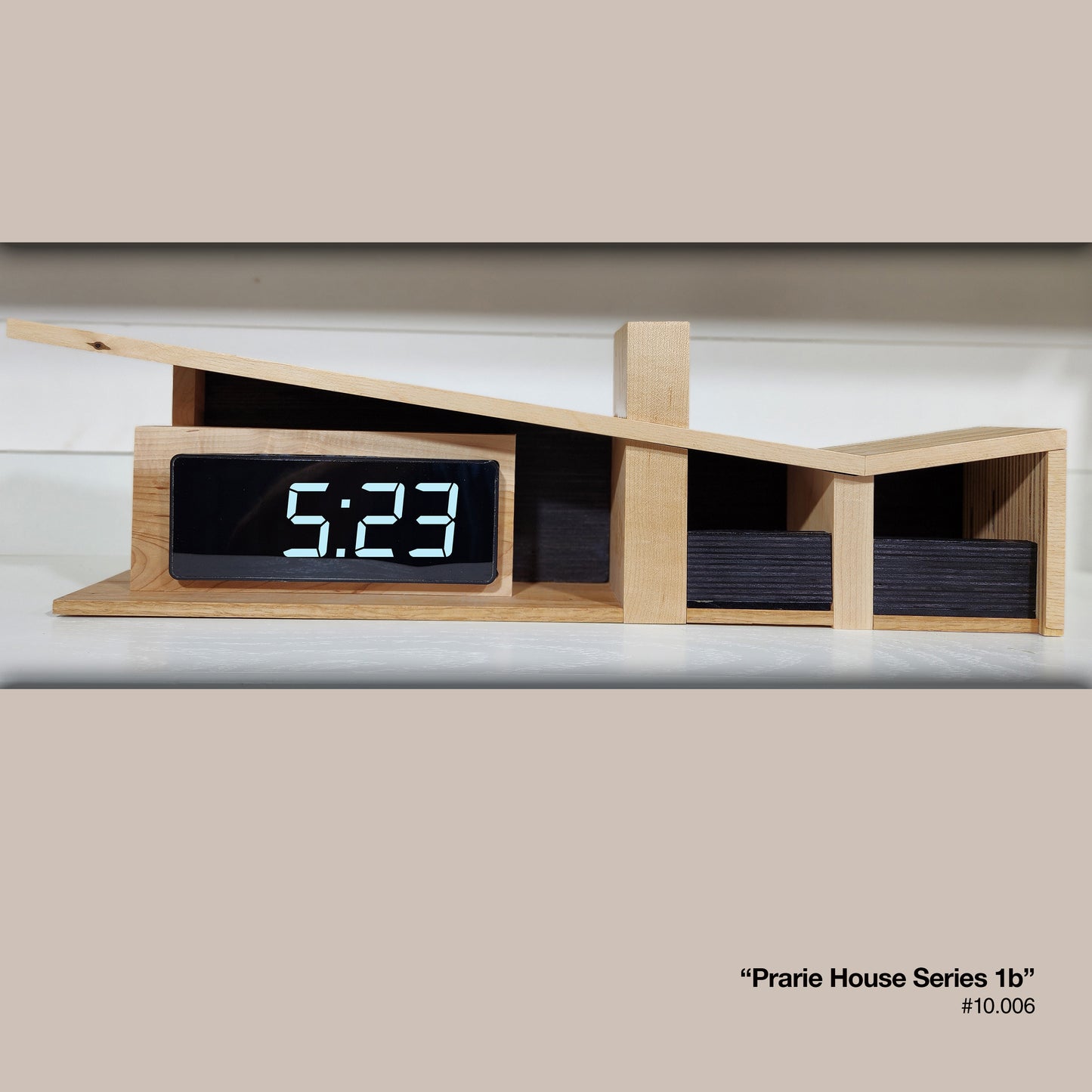 Prairie House Clock #1 - Maple & Black