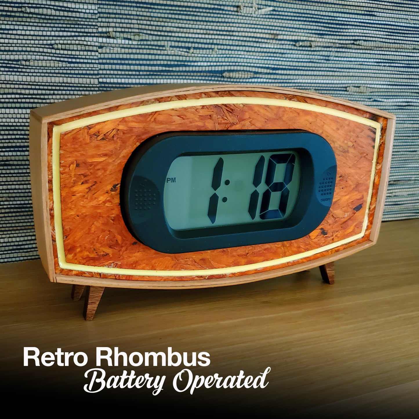 Retro Rhombus Clock - Fire Blondewood