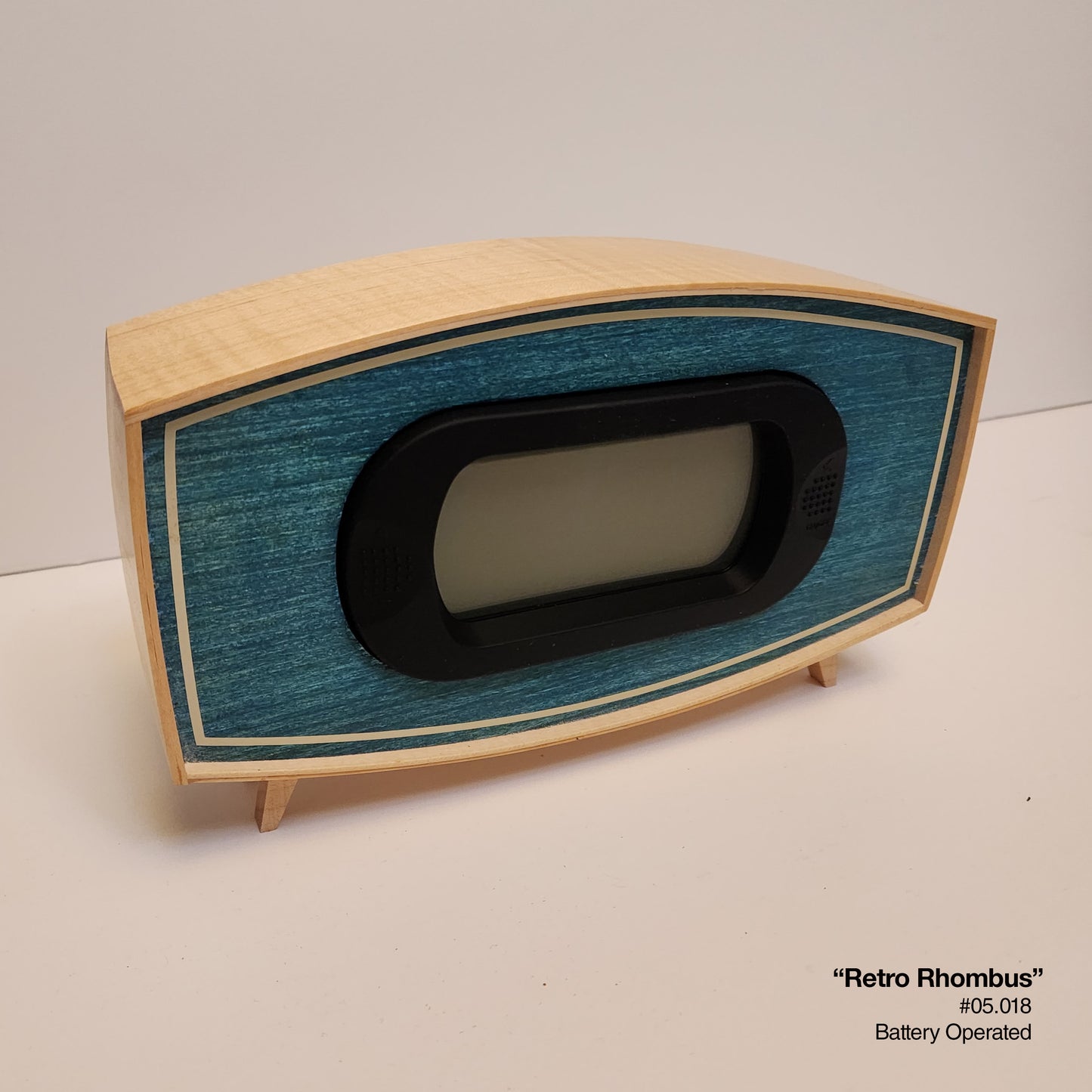 Retro Rhombus Clock - Teal Blondewood