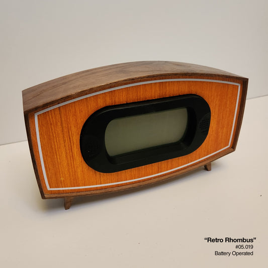 Retro Rhombus Clock - Fire Blondewood