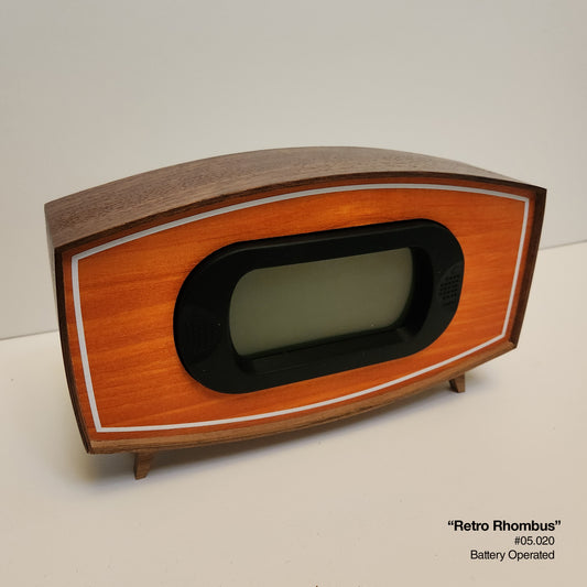 Retro Rhombus Clock - Orange Pine