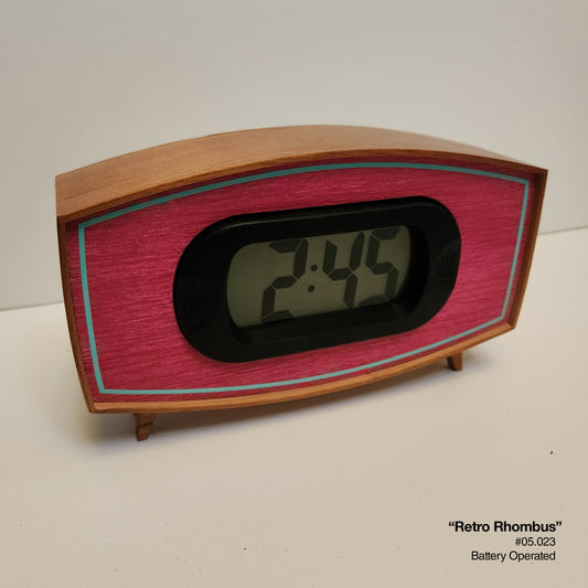 Retro Rhombus Clock - Pink Blondewood