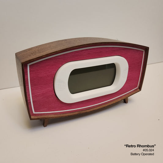 Retro Rhombus Clock - Pink Oak