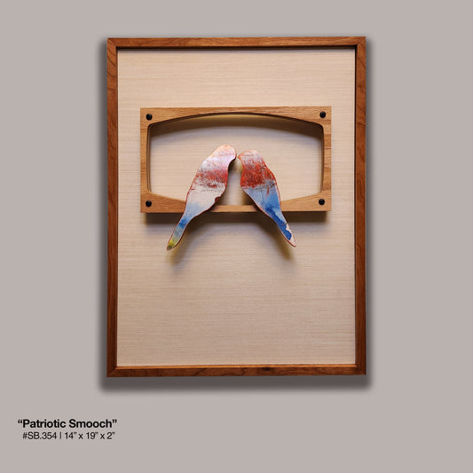 "Patriotic Smooch" Parakeets - Skateboard Art