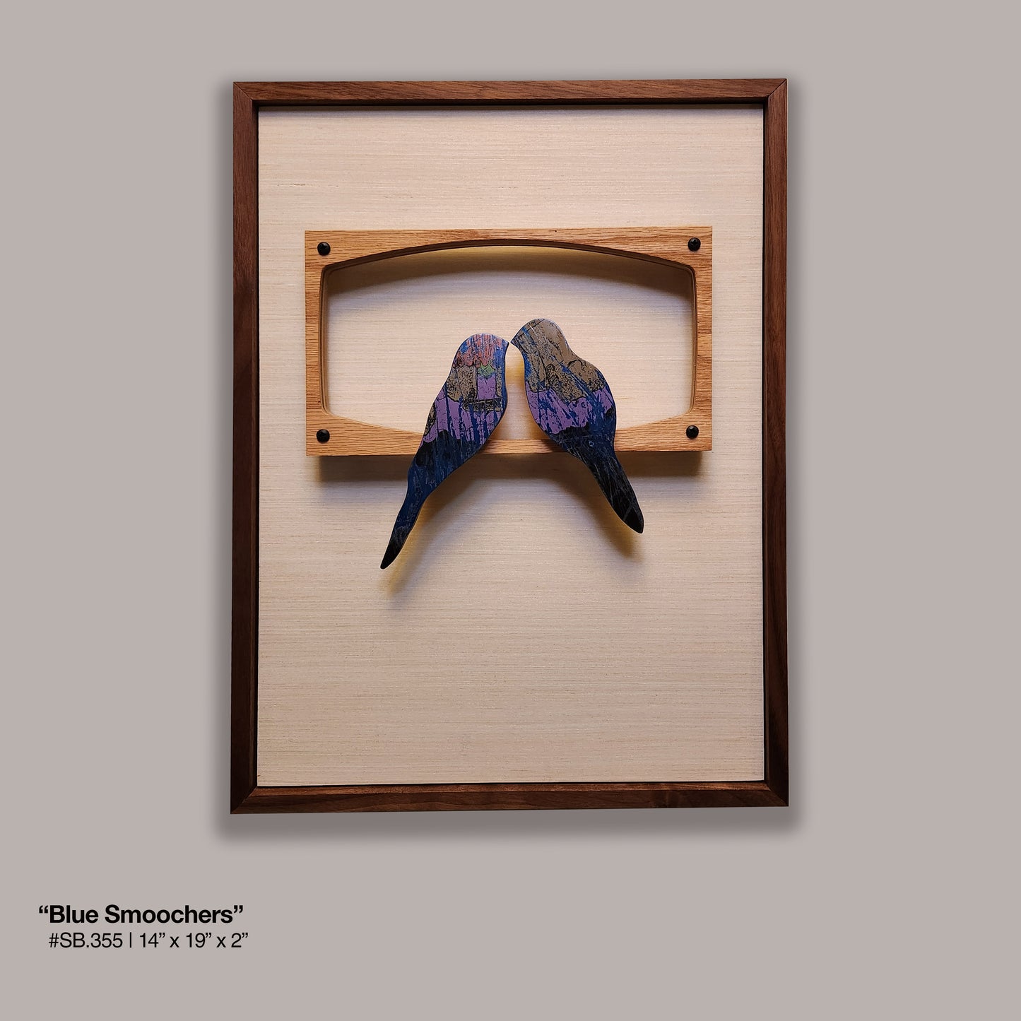 "Blue Smoochers" Parakeets - Skateboard Art