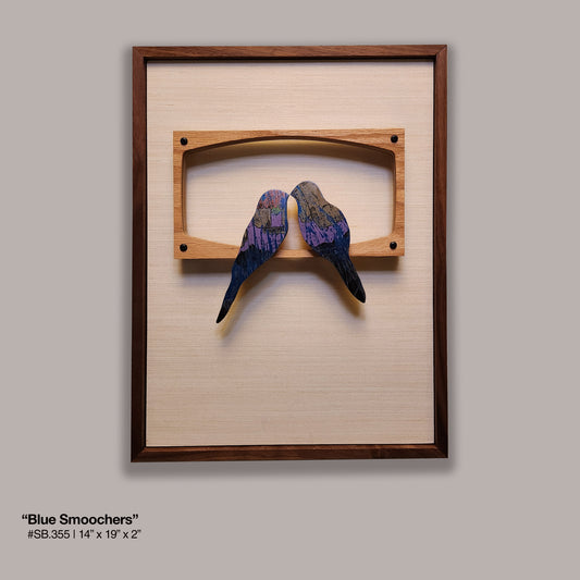 "Blue Smoochers" Parakeets - Skateboard Art