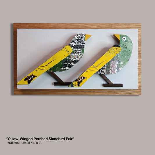 "Yellow-Winged Perched Skatebird Pair"
