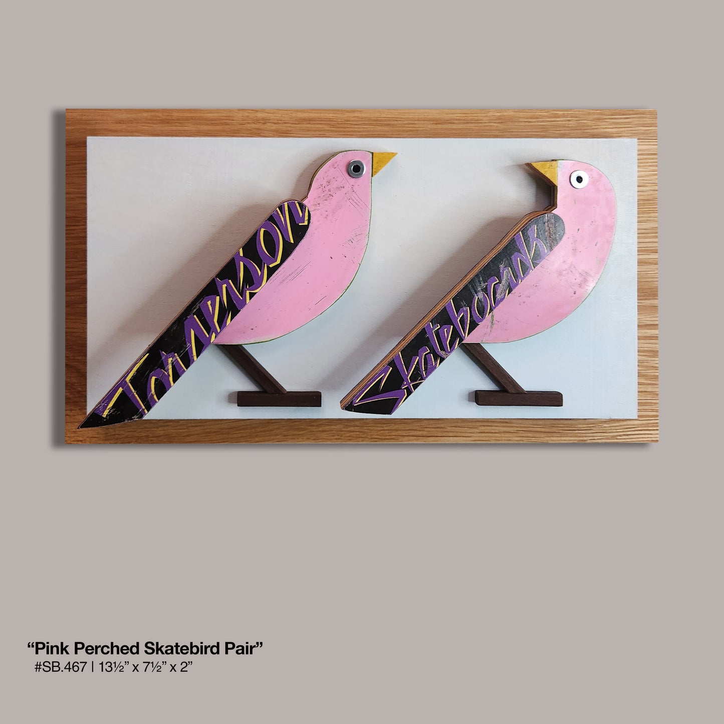 "Pink Perched Skatebird Pair"