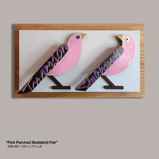 "Pink Perched Skatebird Pair"