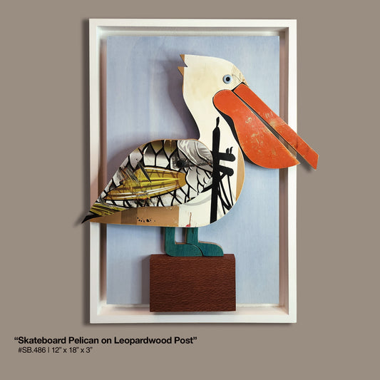 "Pelican on Leopardwood Post" Skatebird