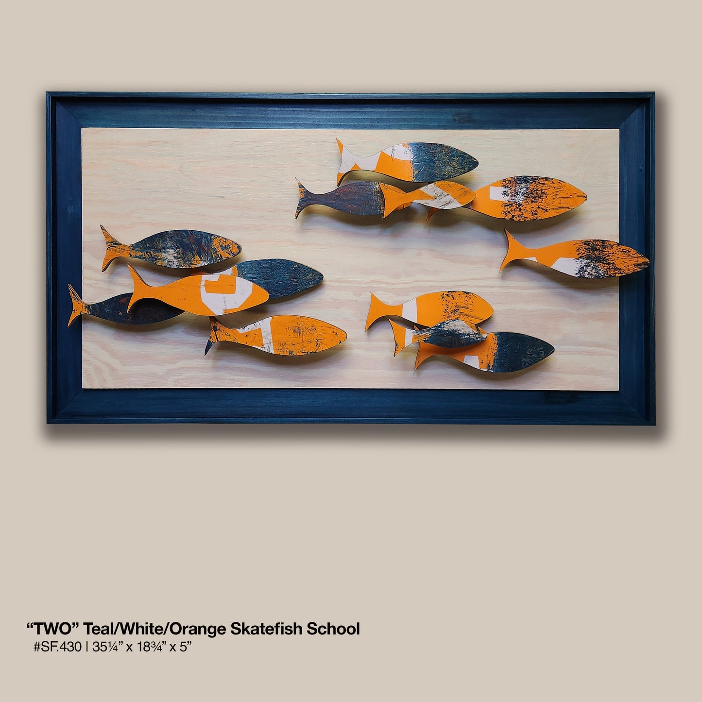 "TWO" (Teal/White/Orange) Skatefish School