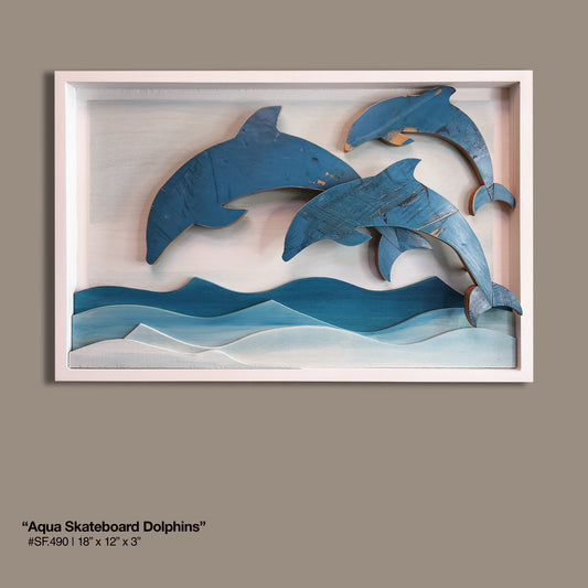 "Aqua Skateboard Dolphin Trio"