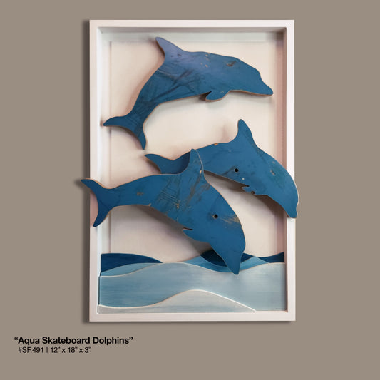 "Aqua Skateboard Dolphin Trio"