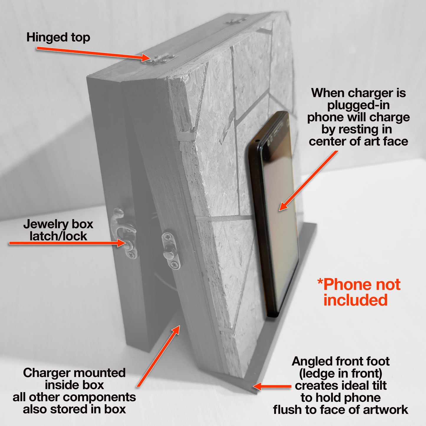 Art / Wireless Phone Charging Station - "Weathered Ray"